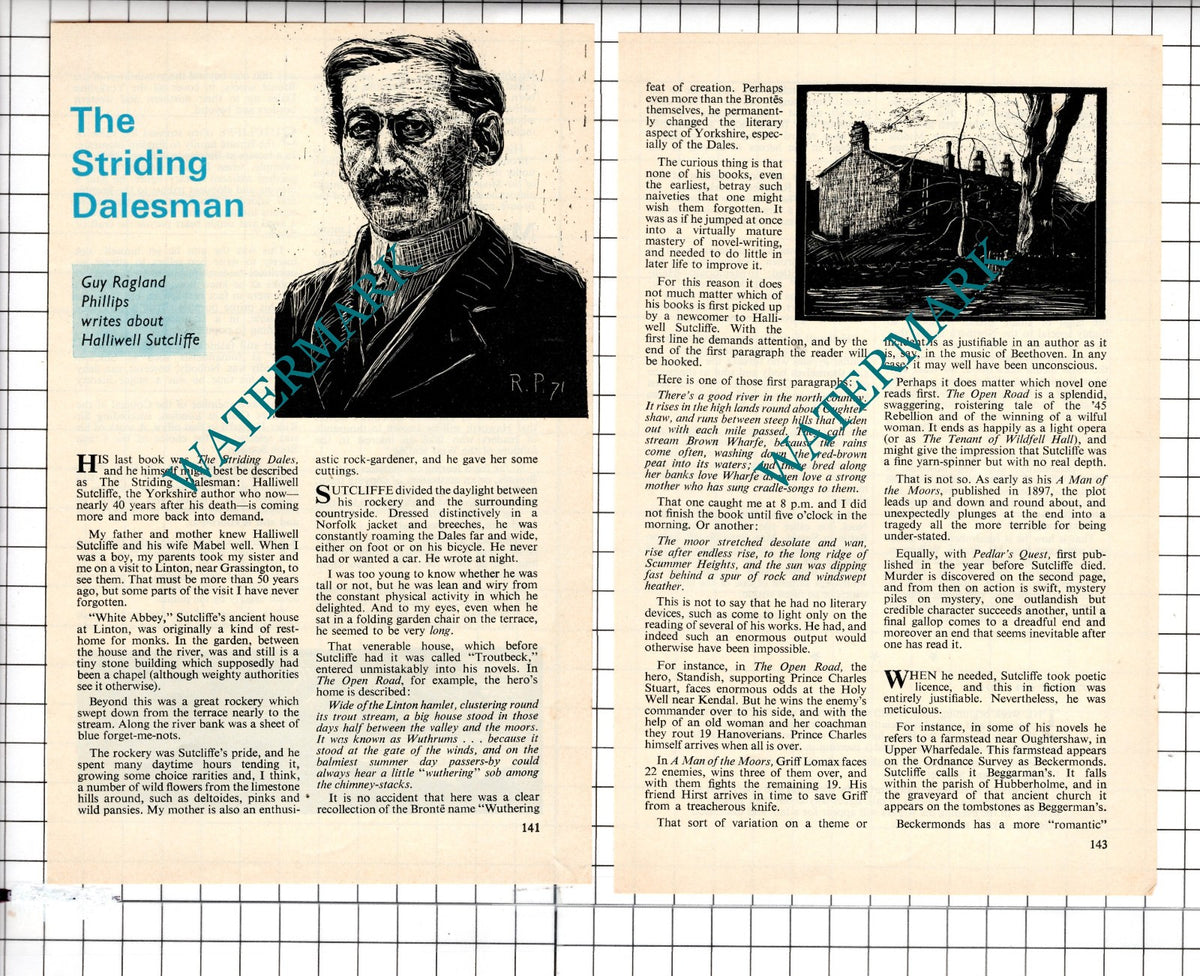 Halliwell Sutcliffe Yorkshire Author  - 1971 Small Article