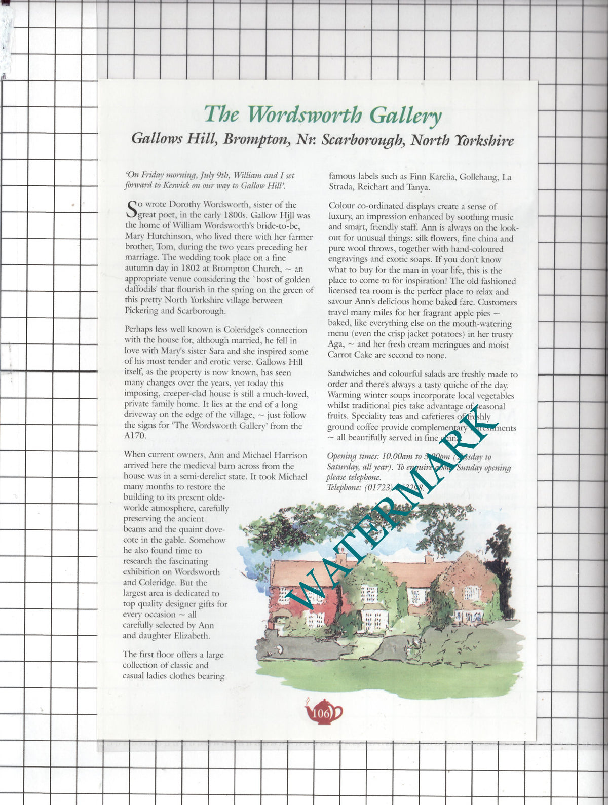 Singing Bird TeaShop Kilburn Yorkshire Wordsworth Gallery Brompton c.2000 Advert