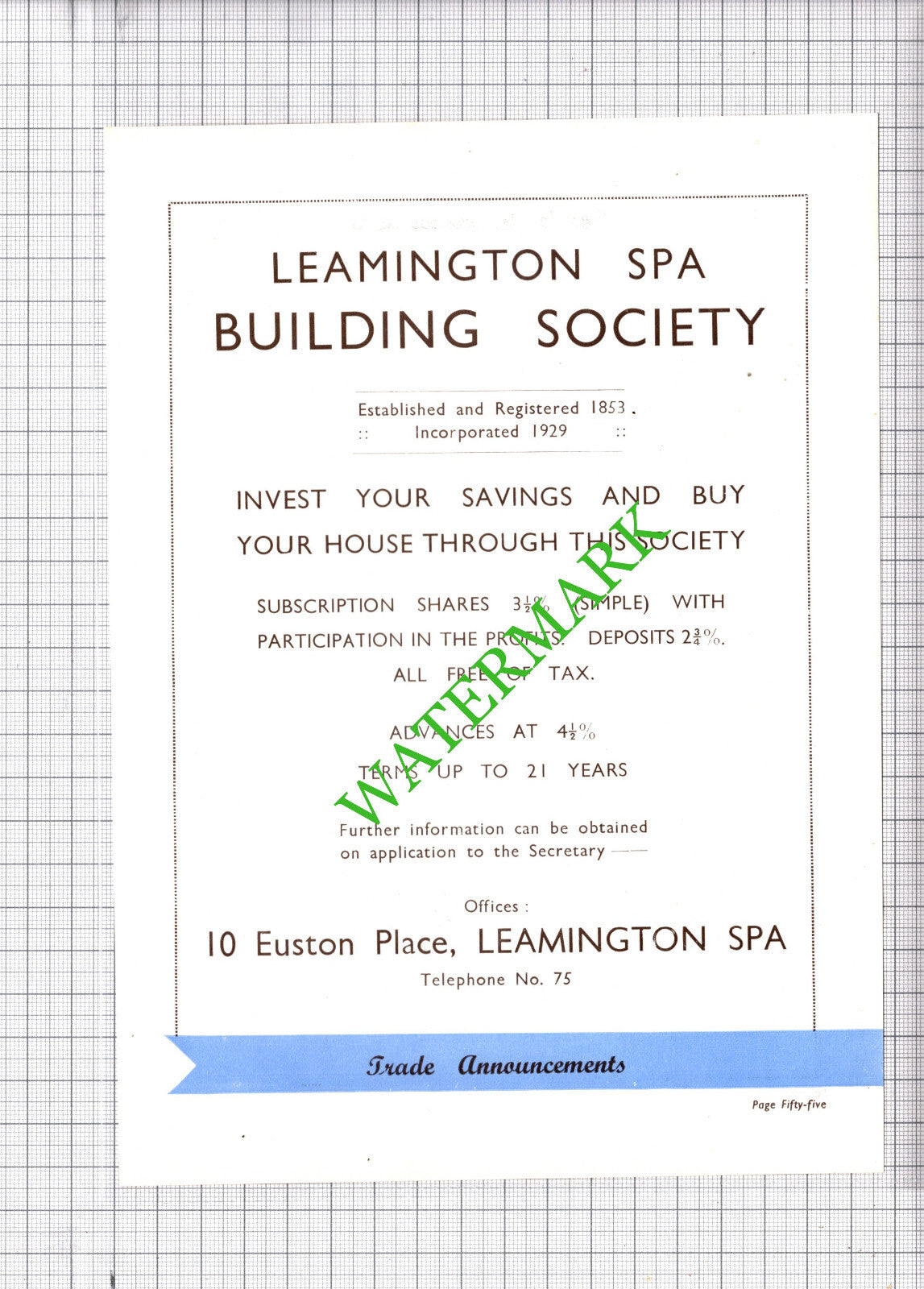 Bobby & Co Bobbys Leamington Spa Building Society  Advert -  1930s Cutting