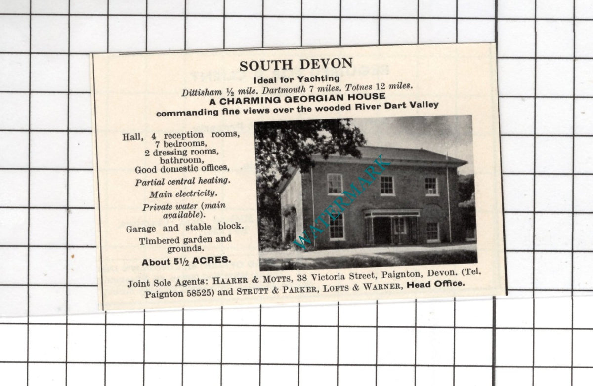 Dittisham Devon  - 1967 SMALL House Advert