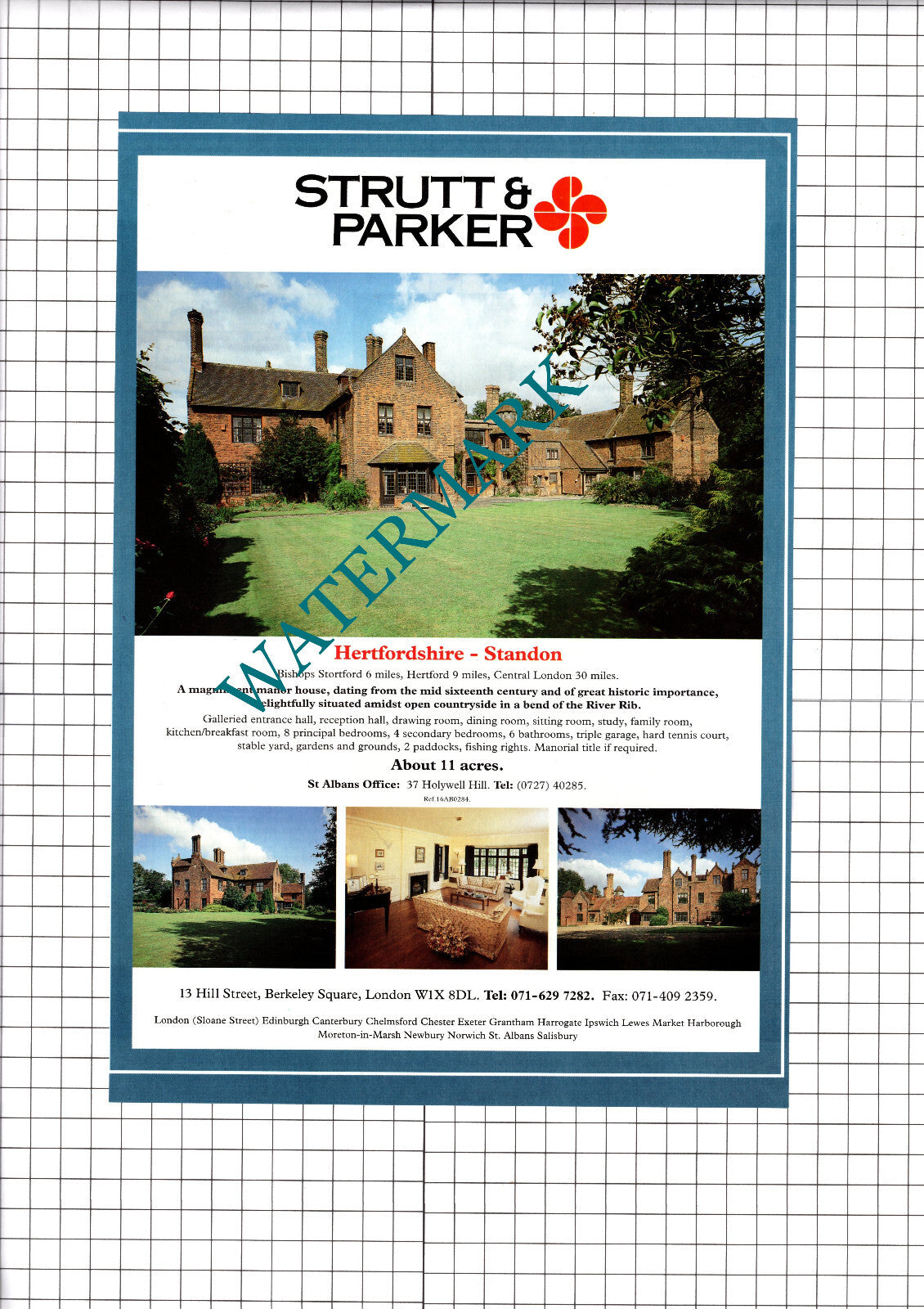 Standon Hertfordshire Manor House Sale Advert -  1991 Clipping