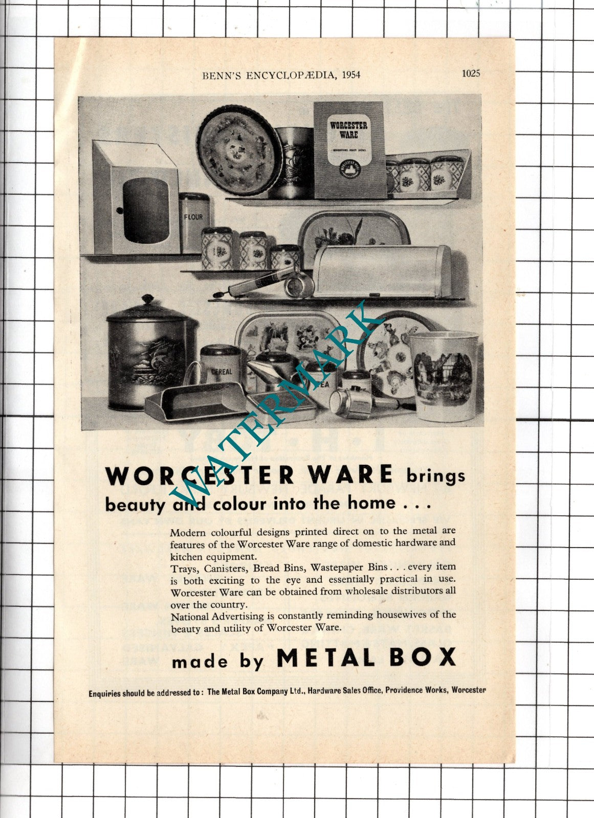 The Metal Box Company Ltd Worcester / I H Toby Ilford London - 1954 Advert