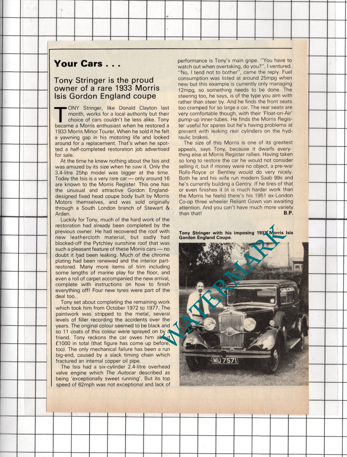 Morris Isis Car Tony Stringer - 1981 Cutting