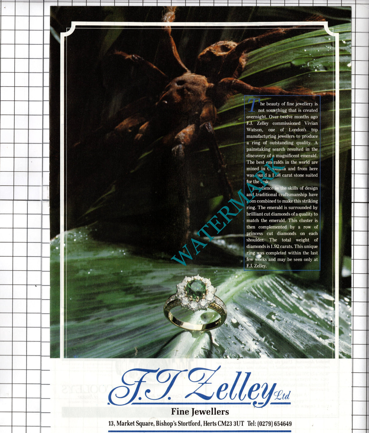 F J Zelley Ltd Jewellers Bishop's Stortford Hertfordshire - 1989 ADVERT