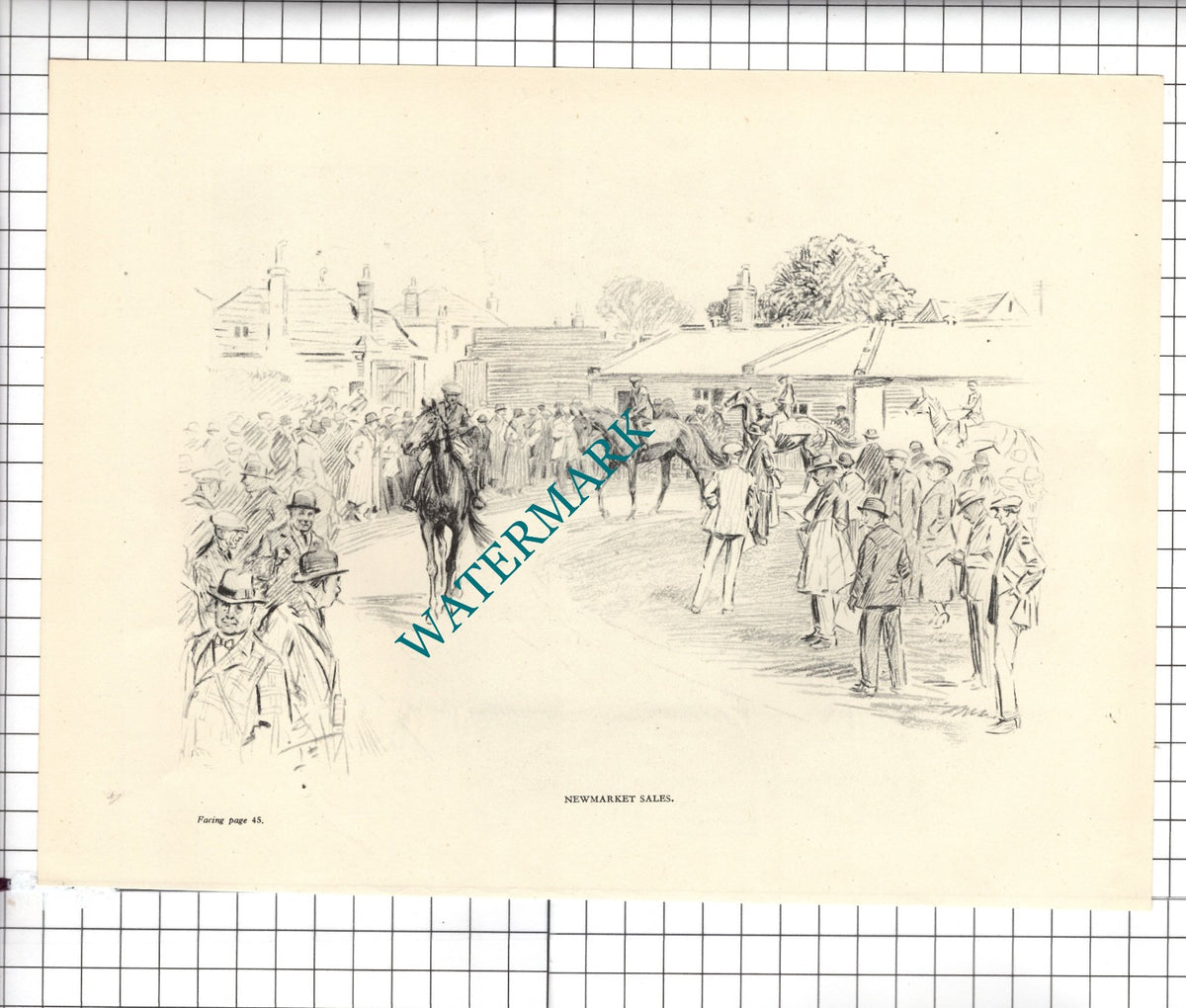Newmarket Horseracing Sales  /   Racing Stables Horse - 1945 Clipping / Print