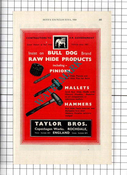 Taylor Bros Rochdale / Samuel Osborn & Co Ltd Steel Sheffield - 1954 Advert