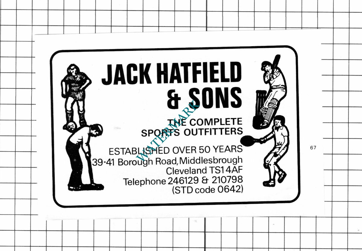 Jack Hatfield & Sons Middlesbrough Advert - c.1980 Cutting / Print
