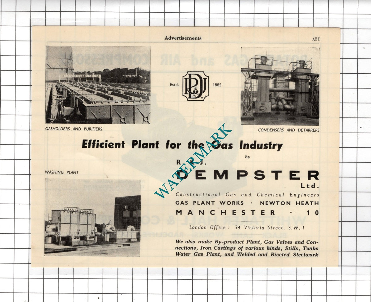 R & J Dempster Ltd Newton Heath Manchester / Whittaker Hall & Co  - 1951 Advert
