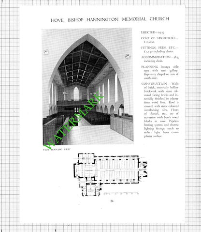 Bishop Hannington Memorial Church Hove Sussex Edward Maufe - c.1947 Article