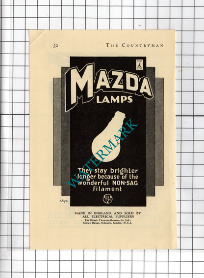 HPE Neave Ltd Catfield Norfolk / Mazda Lamps - 1938 Advert