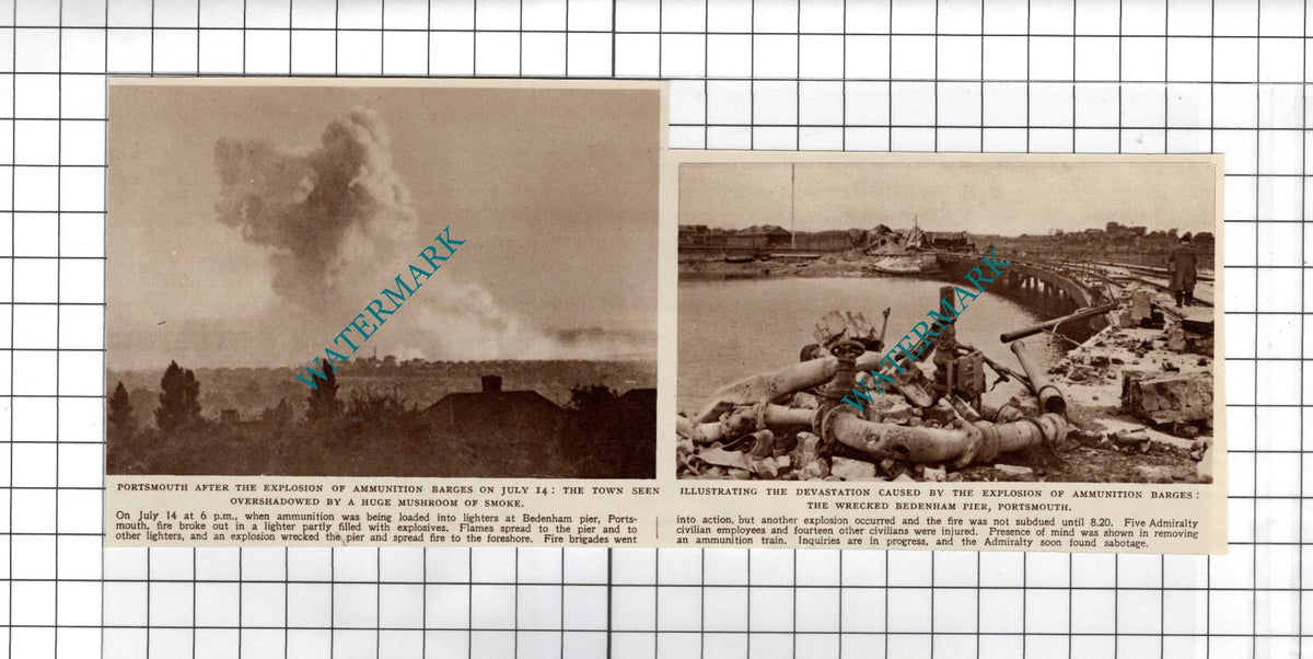 Bedenham Pier Portsmouth Explosion  - 1950  Cutting