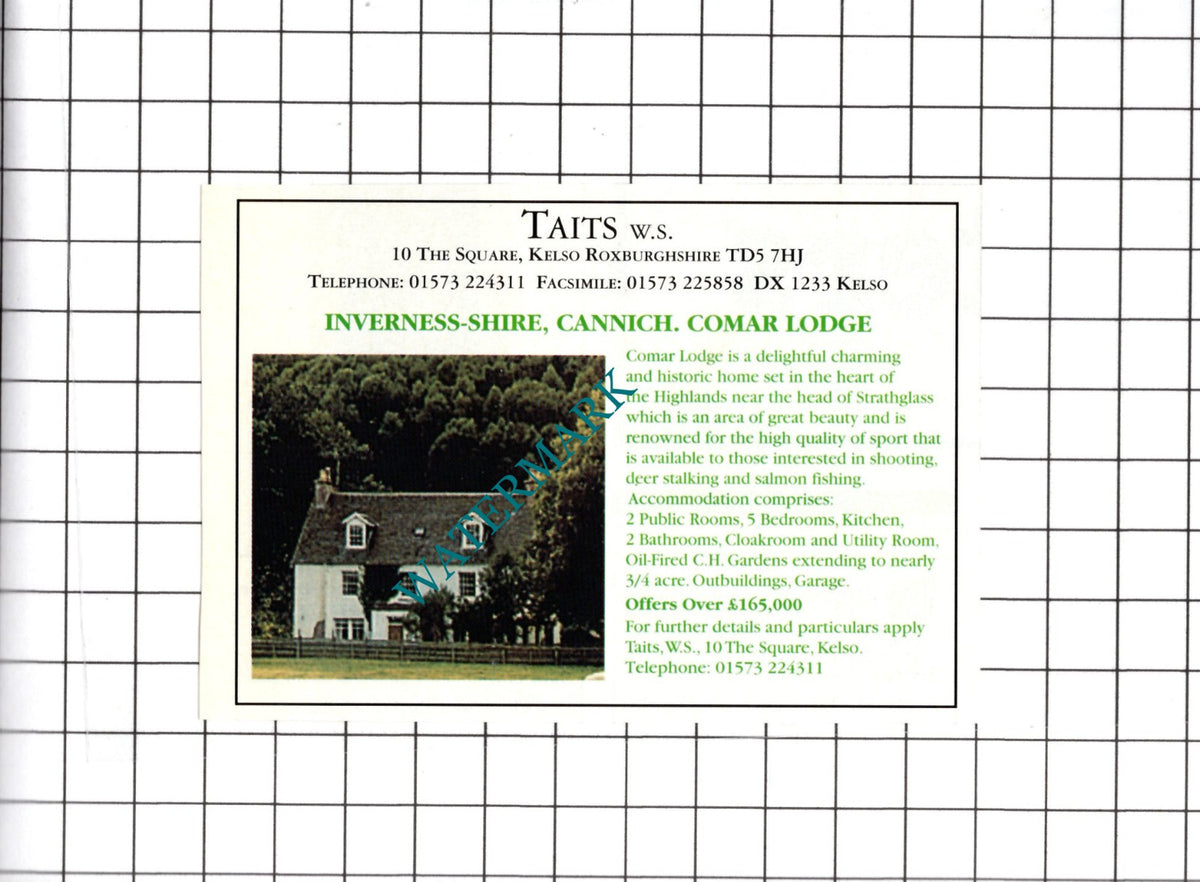 Comar Lodge Cannich Inverness-shire Small House Sale Advert - 1998 Clipping