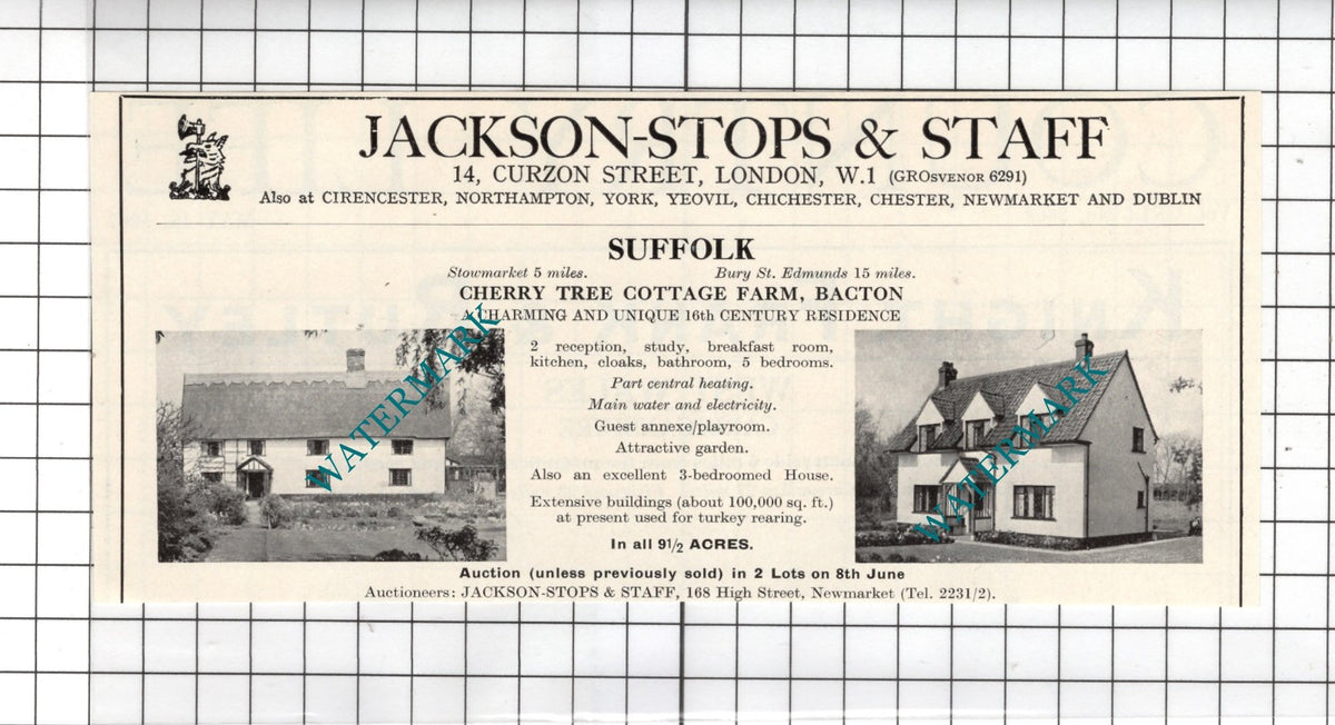 Cherry Tree Cottage Farm Bacton Suffolk - 1967 House Sale Advert
