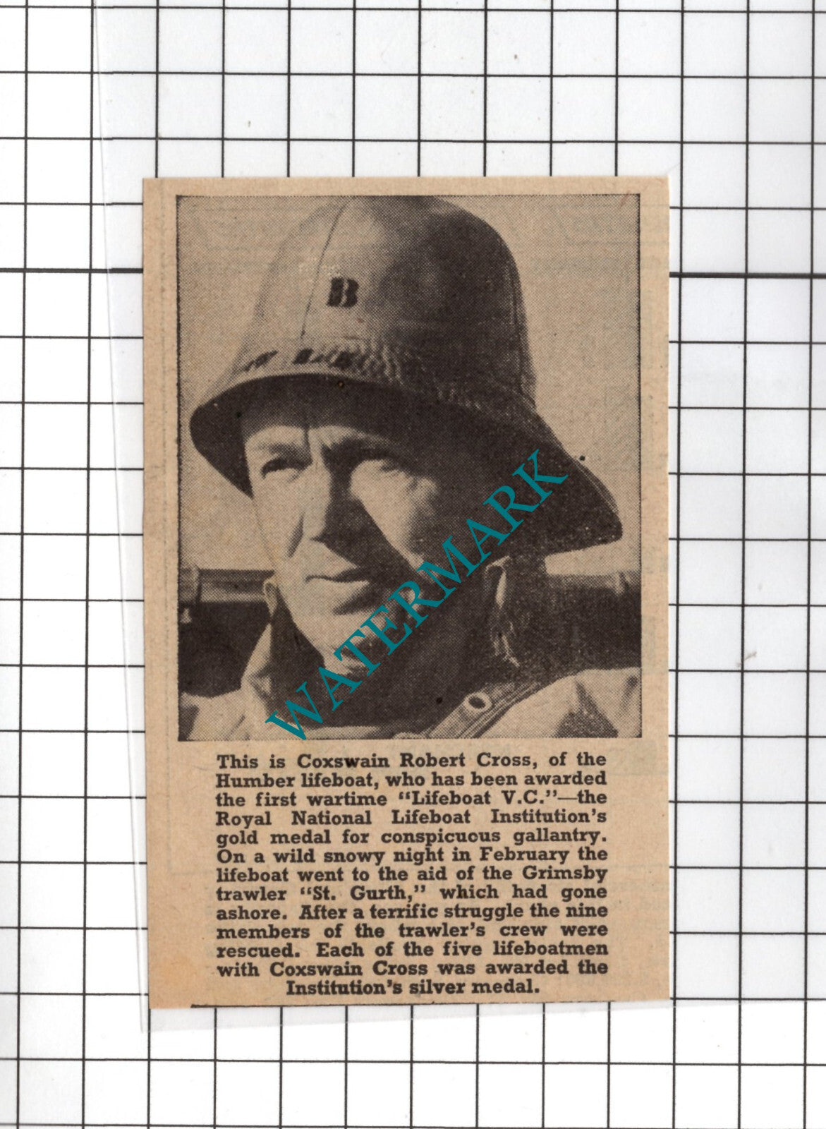 Coxswain Robert Cross Humber Lifeboat St Gurth Rescue - 1940 Small Clipping