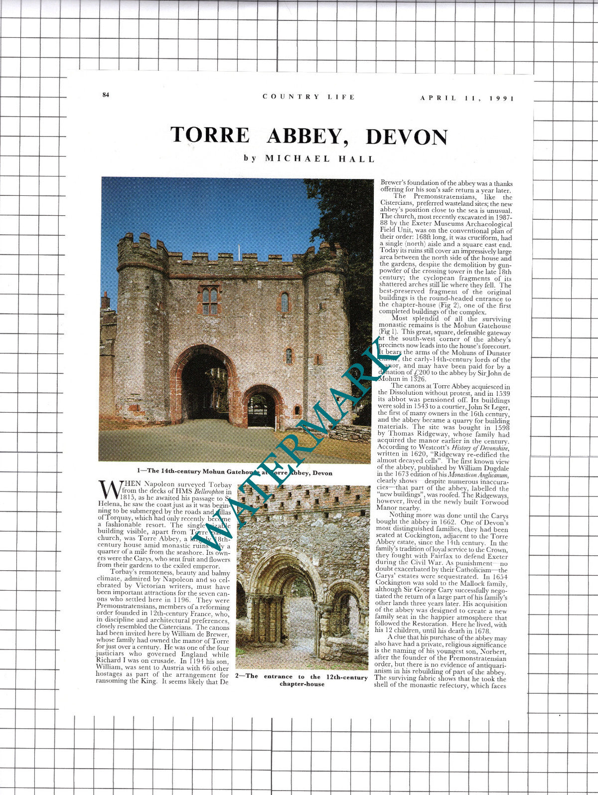 Torre Abbey Devon  - 1991 Article