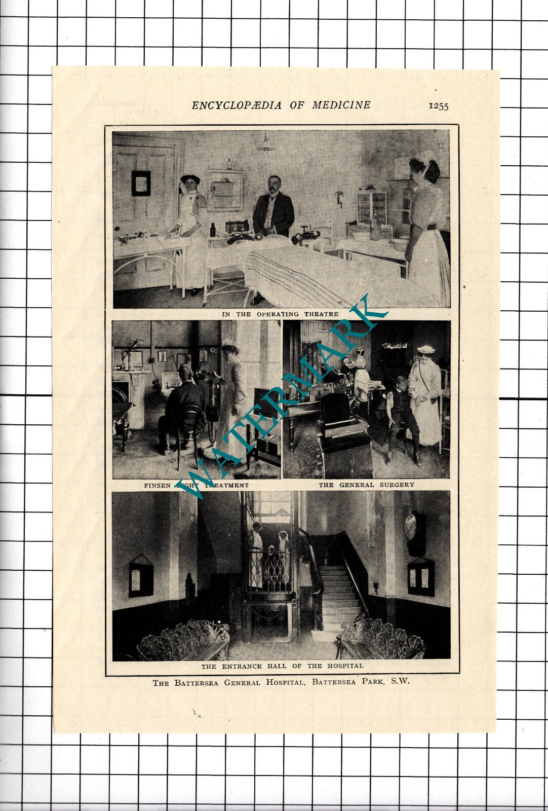 The Battersea General Hospital London Internal Scenes - c.1915 Cutting