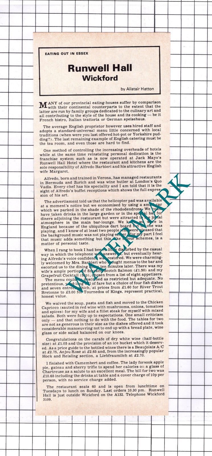 Runwell Hall Wickford Alfredo Barbieri Margaret - 1976 Clipping / Print