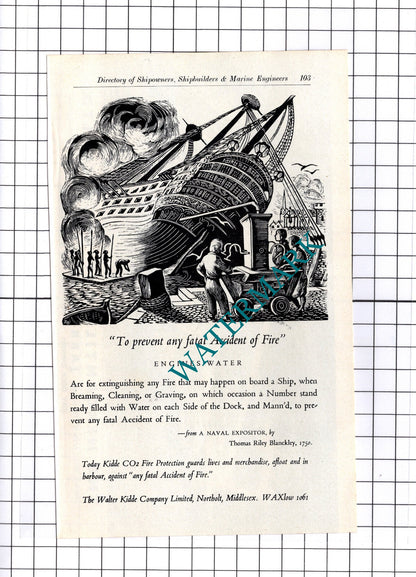 Mercantile Dry Dock Co Jarrow / Walter Kidde Co Northolt ADVERT - c.1957