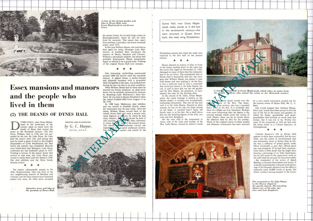 Dynes Hall Essex Deane  Dyne    - 1965 Article