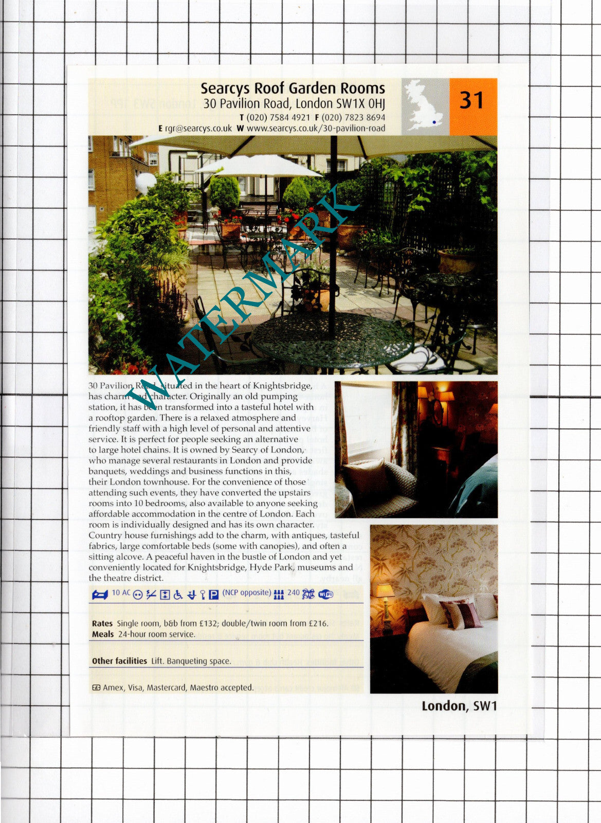 Searcys Roof Garden Rooms London / Beaufort Hotel Knightsbridge - 2011 Advert