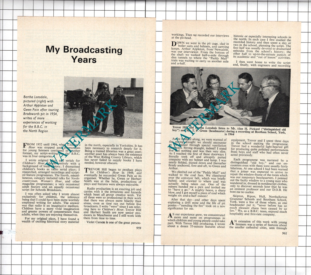 Bertha Lonsdale BBC Script Writer Gwen Pain - 1974 Small Article