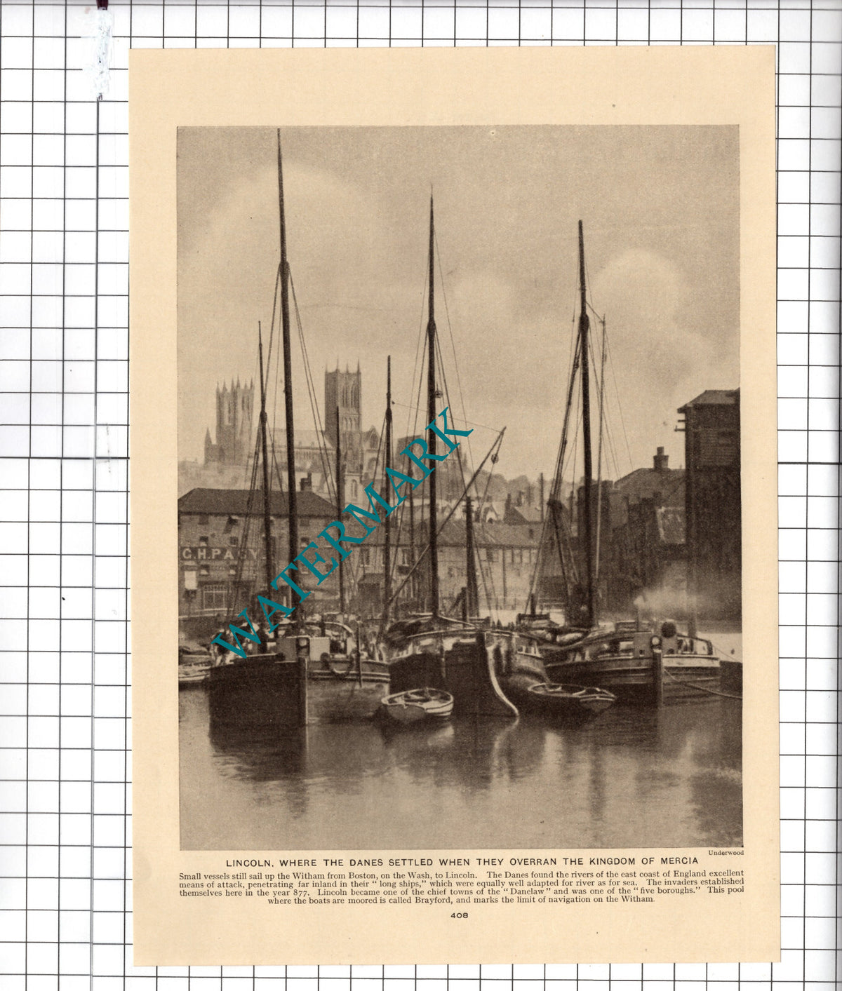 Brayford Pool Lincoln  -  c.1930's Cutting
