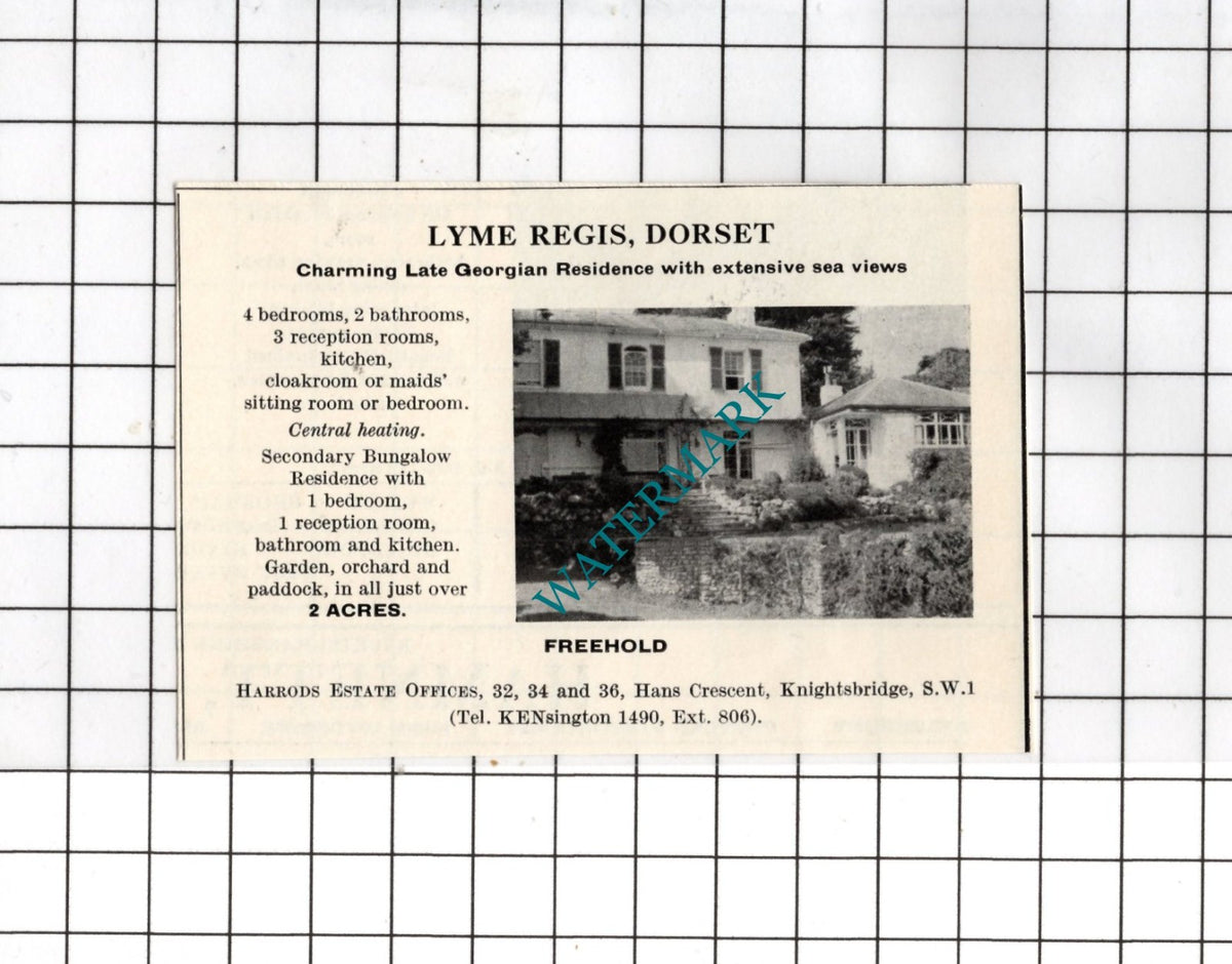 Lyme Regis Dorset SMALL House Sale Advert - 1967