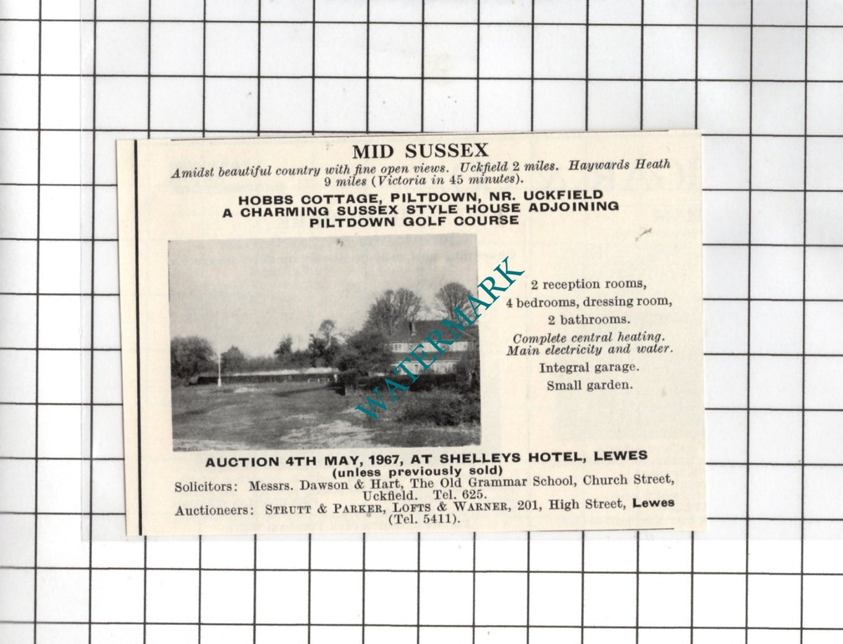 Hobbs Cottage Piltdown Sussex SMALL House Sale Advert - 1967