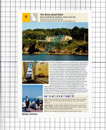 The Garrack Hotel St Ives Cornwall / The Berry Head Brixham Devon - 2011 Advert