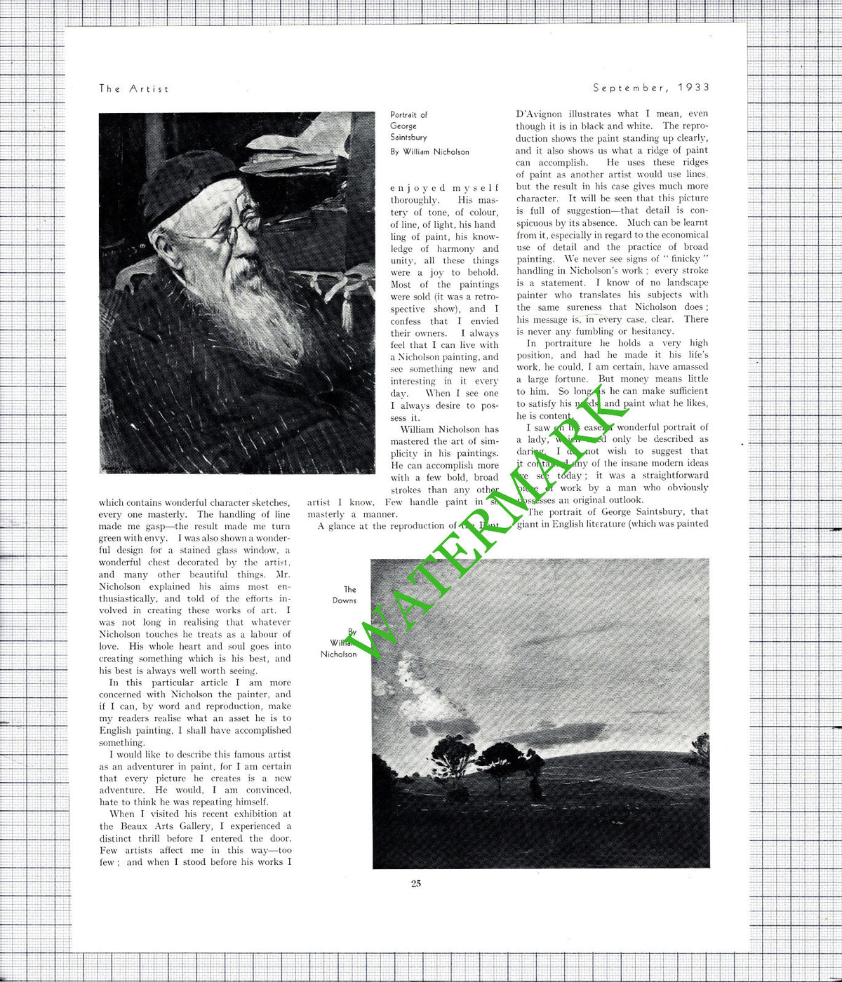 William Nicholson Artist - 1933 Article
