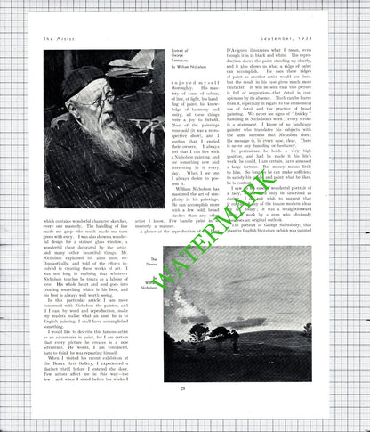 William Nicholson Artist - 1933 Article