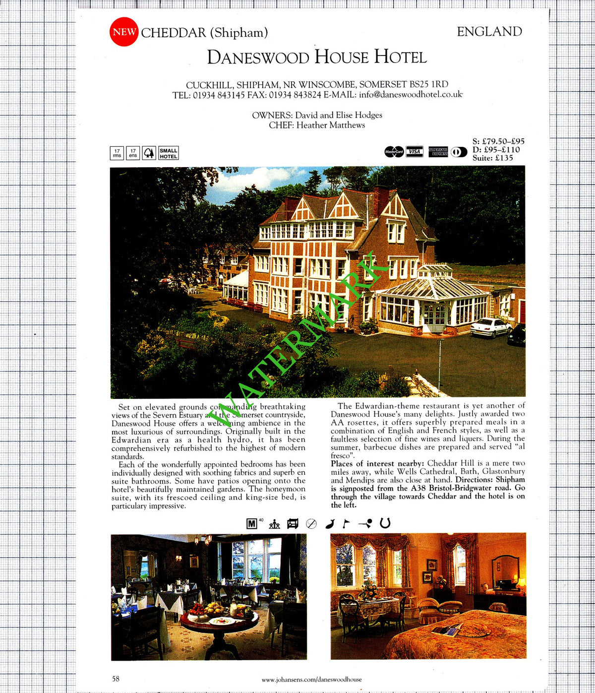 Daneswood House Hotel Shipham  / Aynsome Manor Cartmel Varley -2001 Cutting