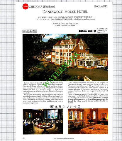 Daneswood House Hotel Shipham  / Aynsome Manor Cartmel Varley -2001 Cutting