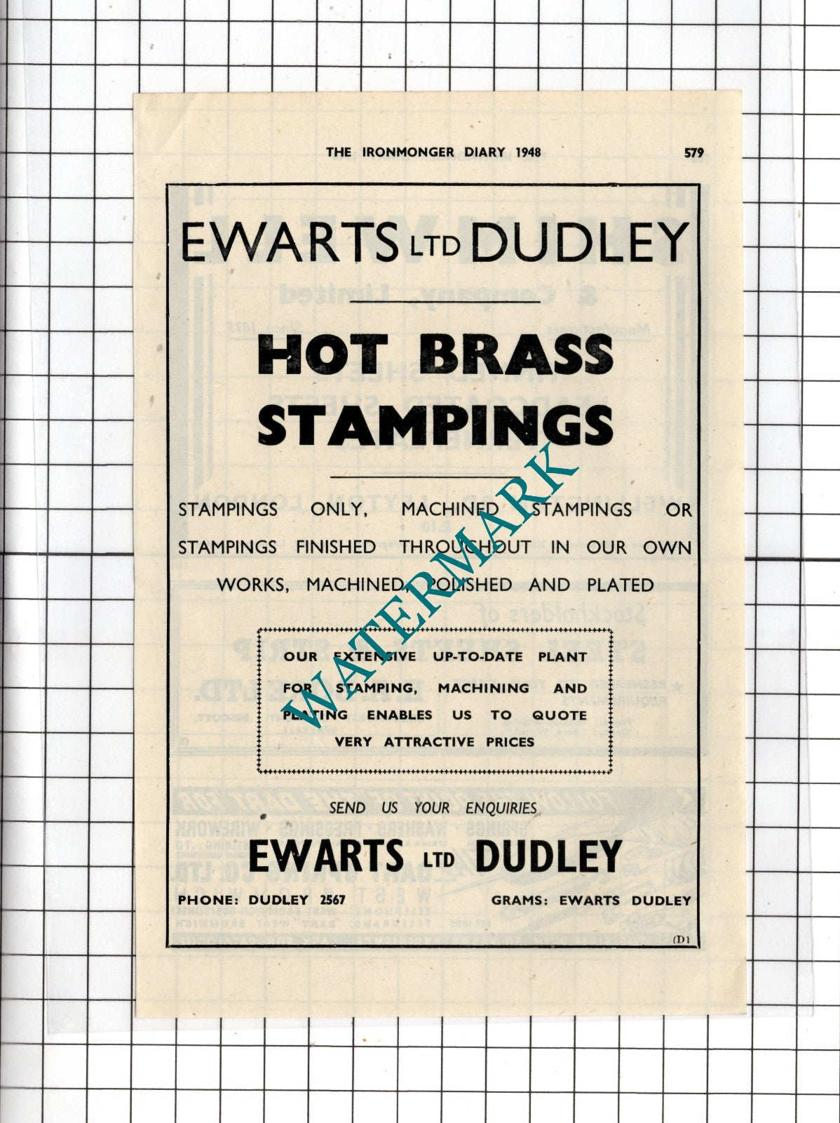 Ewarts Ltd Dudley  - 1948 Small Advert