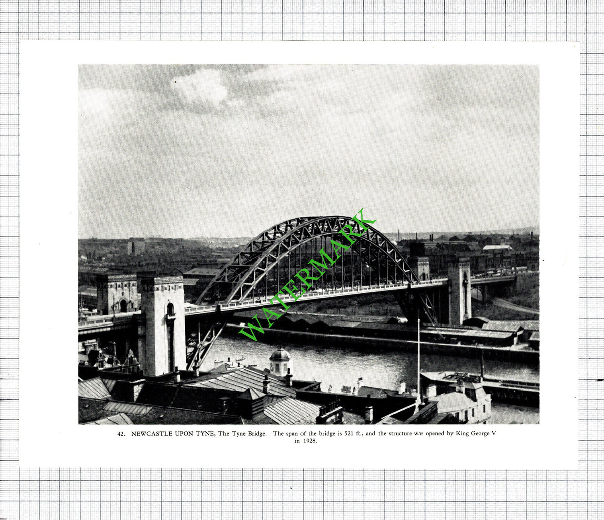 Newcastle Upon Tyne Bridge / King's College University of Durham - 1958 Cutting