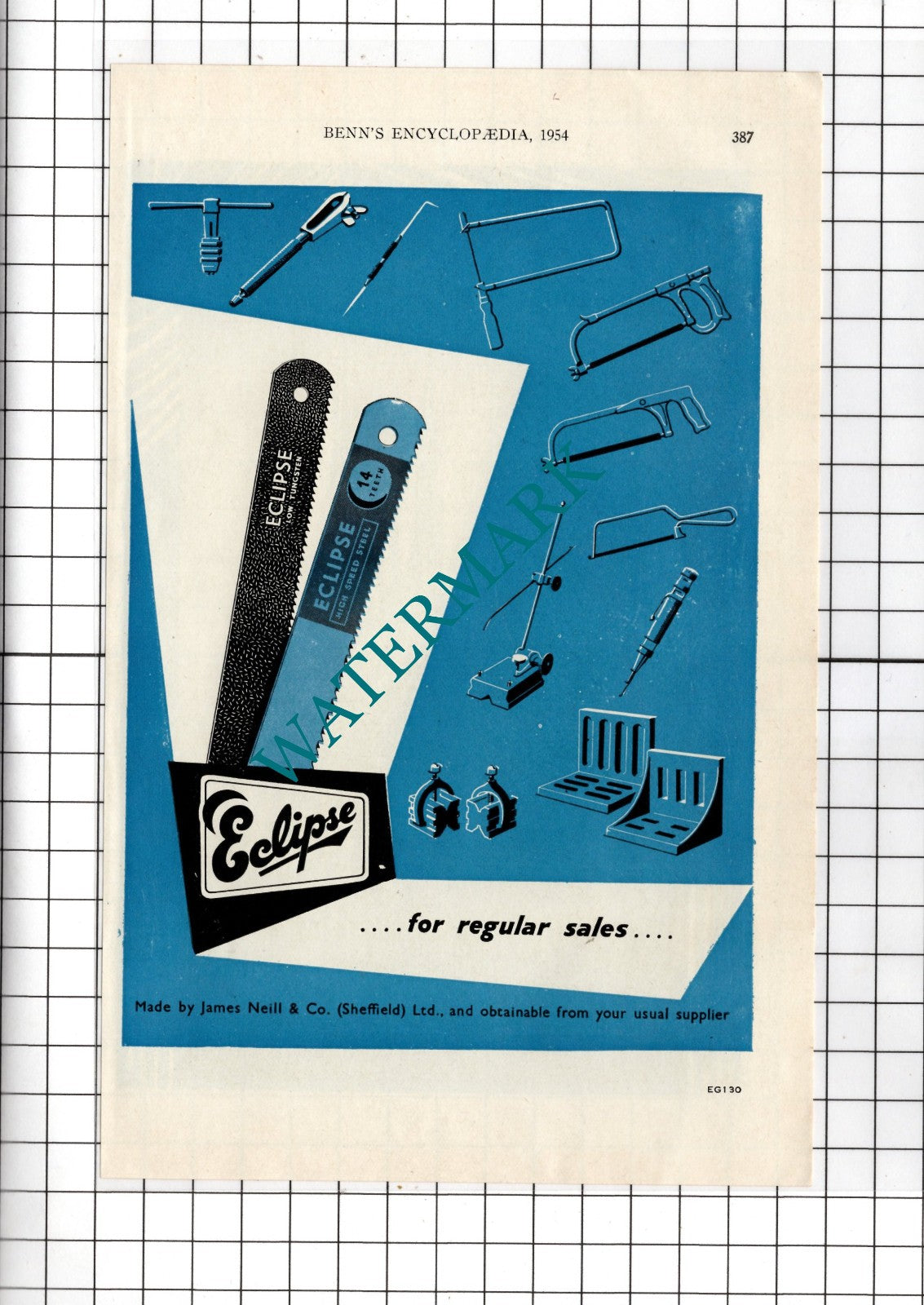 James Neill & Co Sheffield Ltd Eclipse Tools  - 1954 Advert