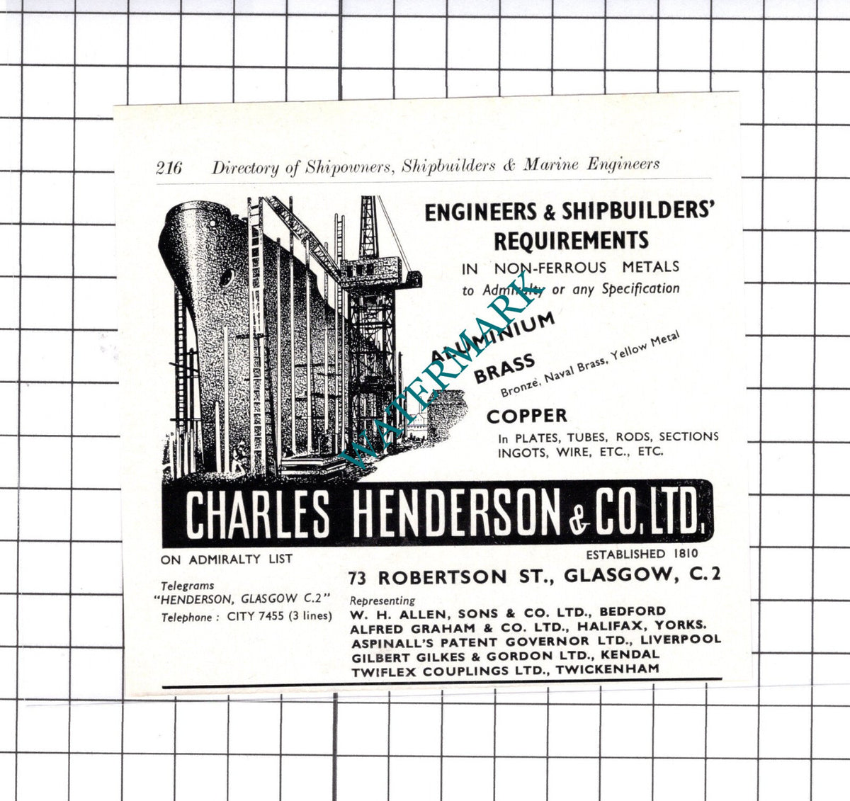 Charles Henderson & Co Ltd Glasgow / Shapland and Petter - c.1957 Small Advert