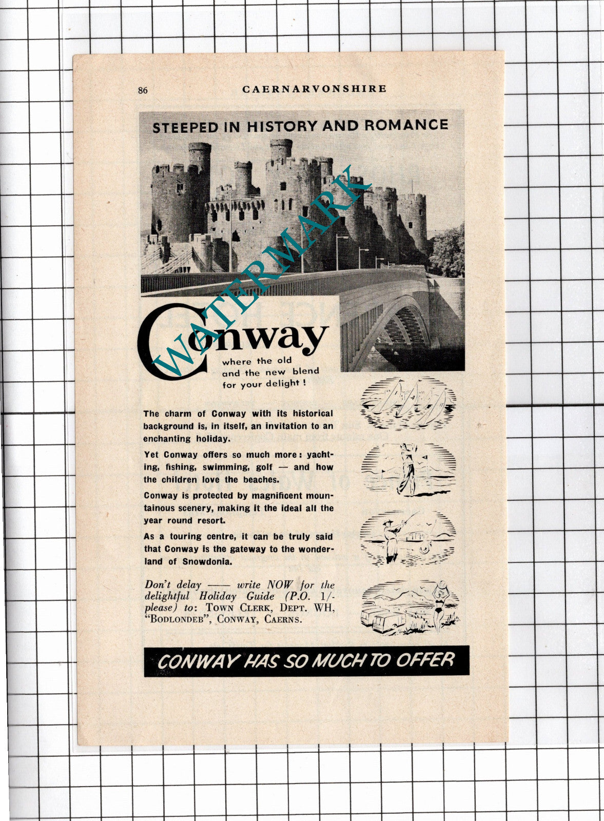 Conway Wales Tourism - 1965 Advert