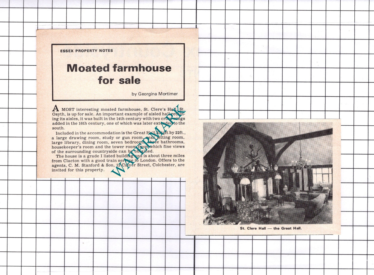 St Clere's Hall St Osyth Essex  - 1976 Clipping / Print