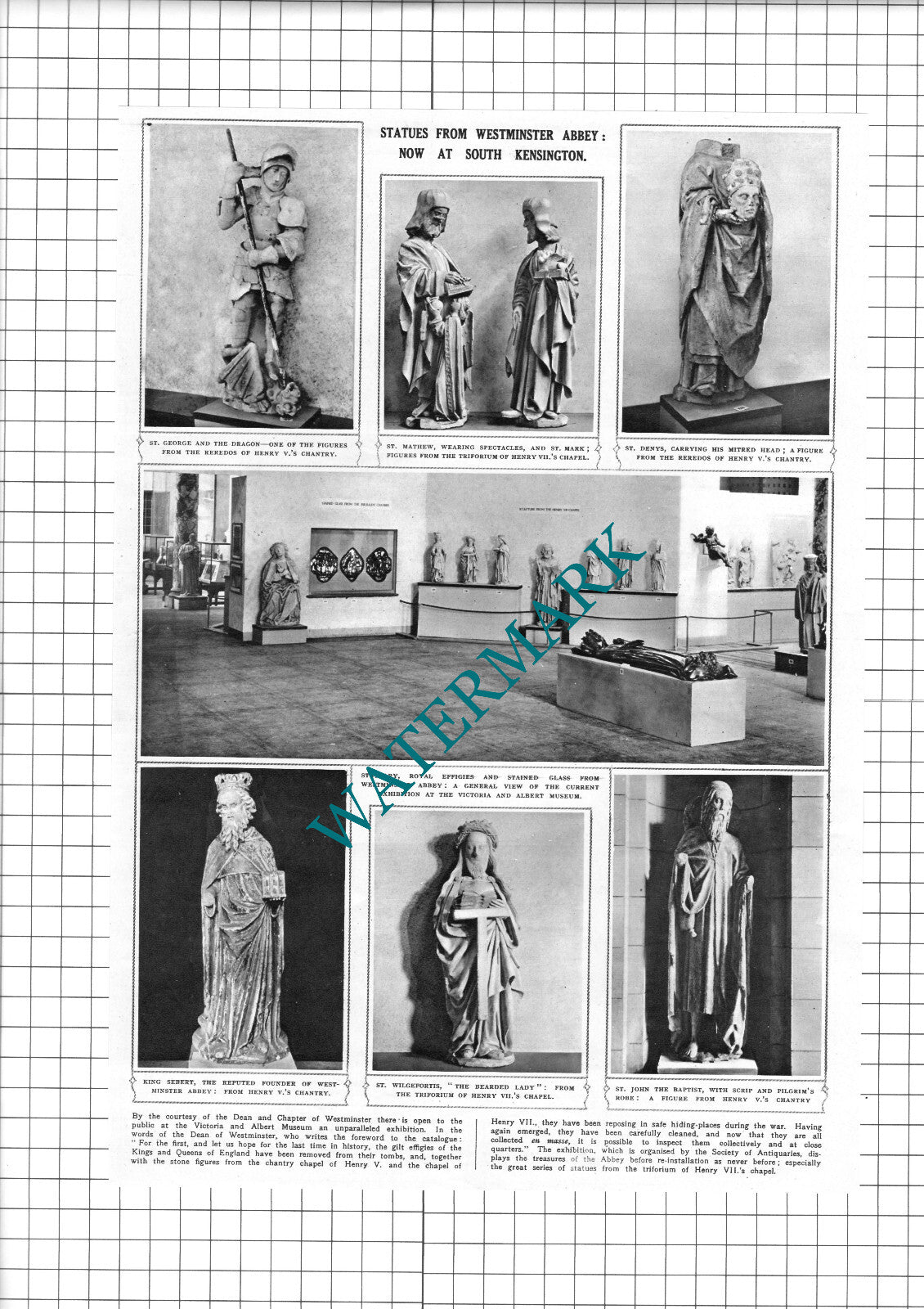 Westminster Abbey Statues  Victoria and Albert Museum - 1945 Clipping/ Print