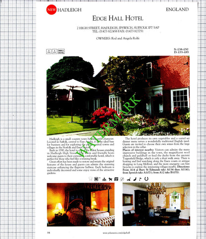 The Old Rectory Great Snoring Norfolk / Edge Hall Hotel Hadleigh - 2001 Cutting