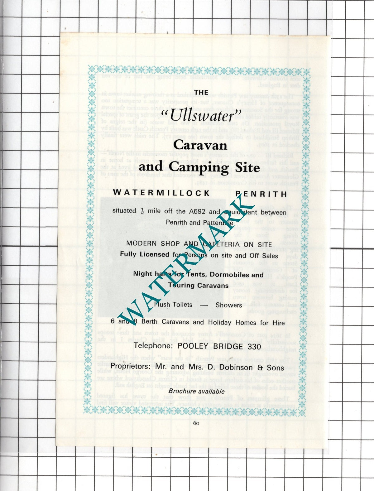 The Ullswater Camping Site Watermillock Penrith Cumbria Dobinson - c.1975 Advert