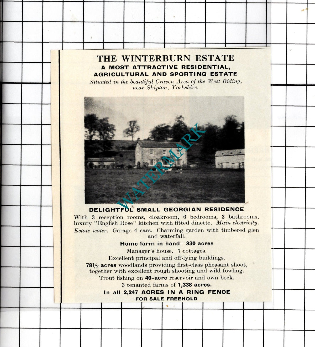 The Winterburn Estate  Skipton Yorkshire - 1967 SMALL House Sale Advert