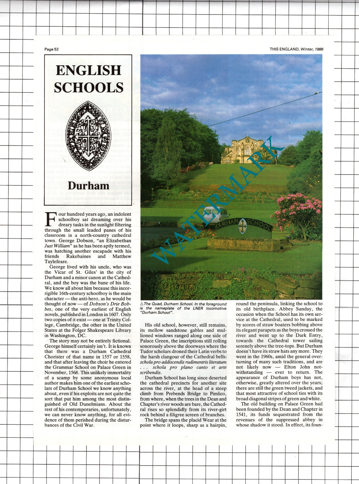 Durham School - 1986 Article