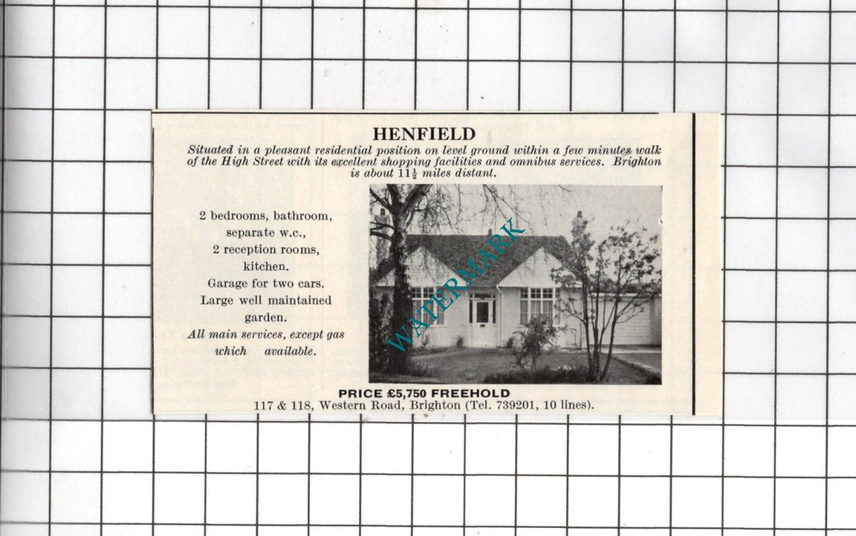 Henfield Sussex  - 1967 SMALL House Sale Advert