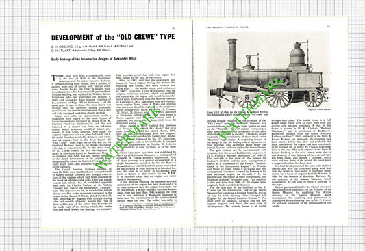 Alexander Allan Railway Locomotive Designer Old Crewe  - 1968 Article