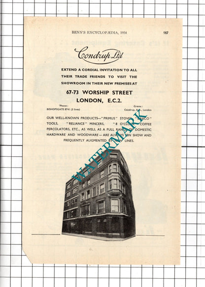 Condrup Ltd London / The Aramore Engineering Co /The  Kaymet Co - 1954 Advert