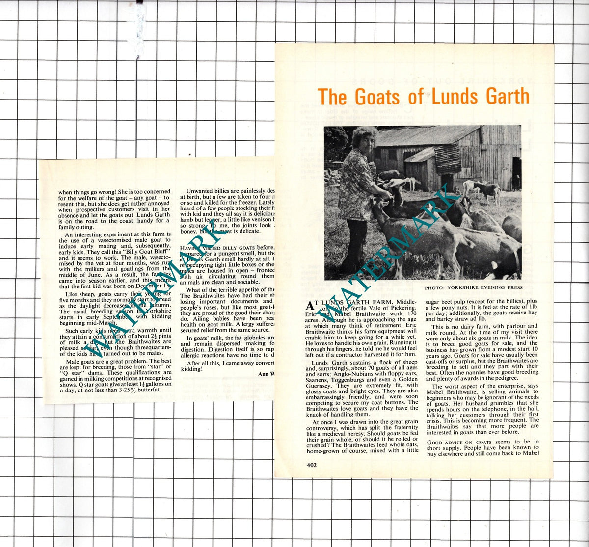 Lunds Garth Farm Middleton Yorkshire Eric Braithwaite    - 1978 Small Article