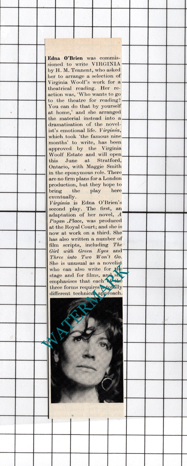 Edna O'Brien Playwright  - 1980 Small Cutting