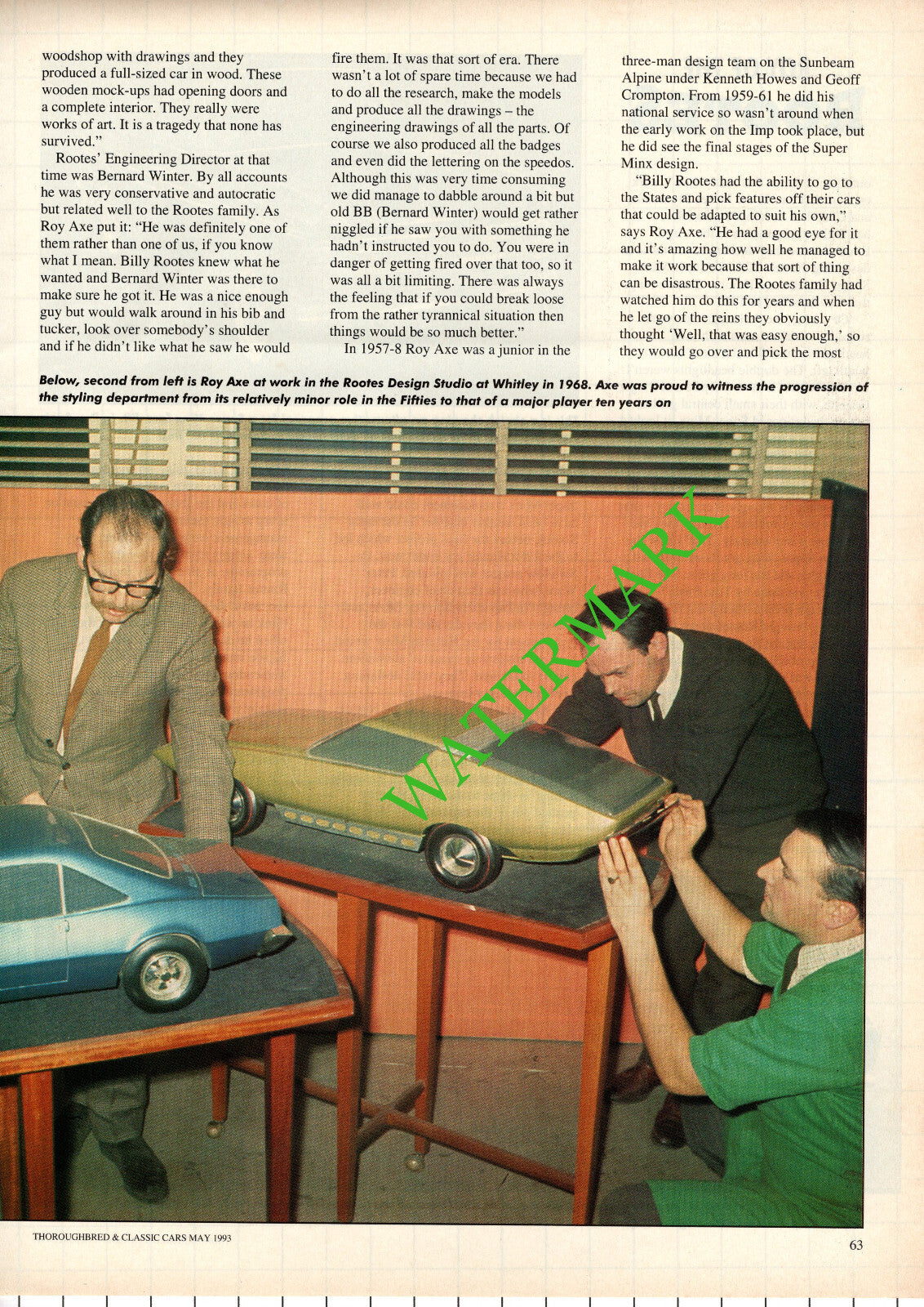 Roy Axe Rootes Design Studio Whitley - 1993 Article